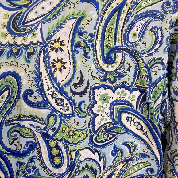 FOXCROFT Thin Comfy Cotton Blouse 3/4 Sleeve Wrinkle Free Paisley Blue G… - Picture 6 of 8
